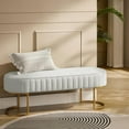 thumbnail image 3 of 46" Velvet Bench, Upholstered Entryway Bench End of Bed with Gold Legs, Bed Ottoman Bench for Bedroom Living Room Footrest Stools, Ivory, 3 of 8
