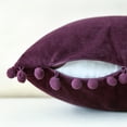 thumbnail image 5 of Phantoscope Pom Pom Velvet Series Decorative Throw Pillow, 18" x 18", Dark Purple, 2 Pack, 5 of 6