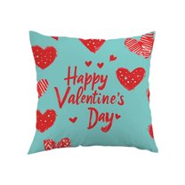 Valentines Day Decorations Pillow Covers 18x18 Inch Throw Pillowcase Winter Holiday Decorative Cushion Covers for Sofa Couch Bedroom Home Decor Love Theme Red-Pink B