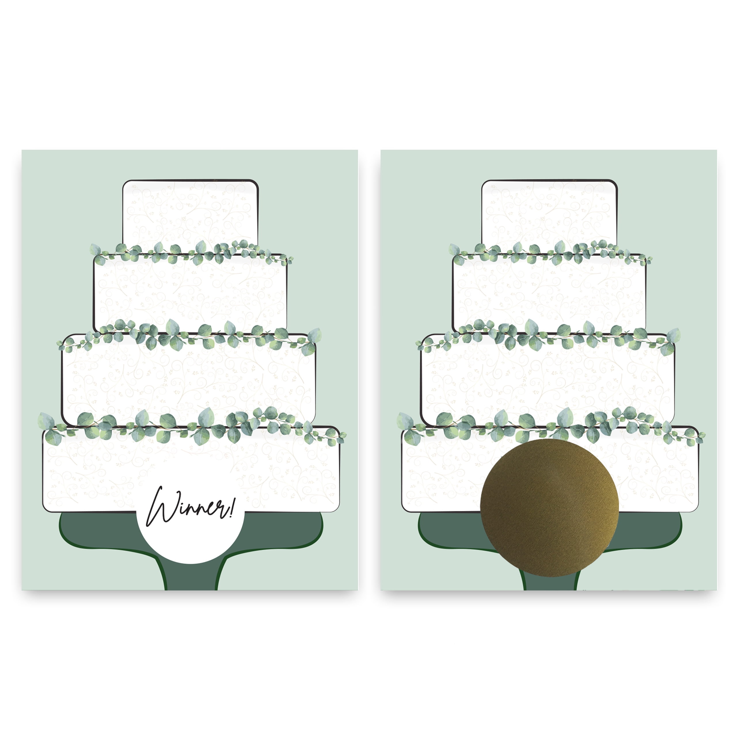 Simple White Wedding Cake Scratch Off Game Card - 26 Cards - 24 Sorry/2 Winner