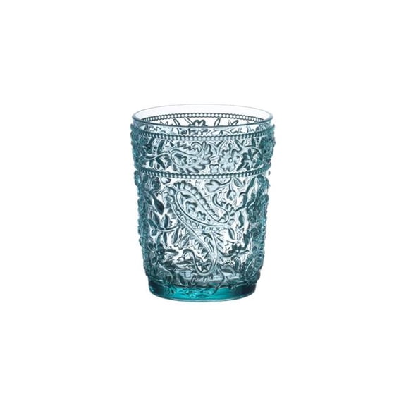 LEADINGWARE GROUP AS-1011TS Paisley DOF 13 oz. Turquoise Set of 4 pcs.