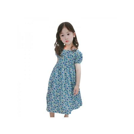 

SUPERHOMUSE Fashion Summer Girl Sweet Floral Open Back Cotton Dress Baby Girl Korean Small Floral Dress Children s Dress 1-7Years
