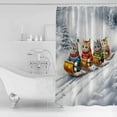 thumbnail image 2 of Cat Sled Ski Shower Curtain, 36" x 72", Winter Snow Sweater Christmas Waterproof Bathroom Curtain Washable Shower Curtain Set with 12 Hooks, 2 of 6