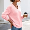 thumbnail image 5 of yillto Womens Fall Sweaters Knit Long Sleeve Warm Tops V Neck Pullover Sweater Solid Color Winter Clothes, 5 of 7