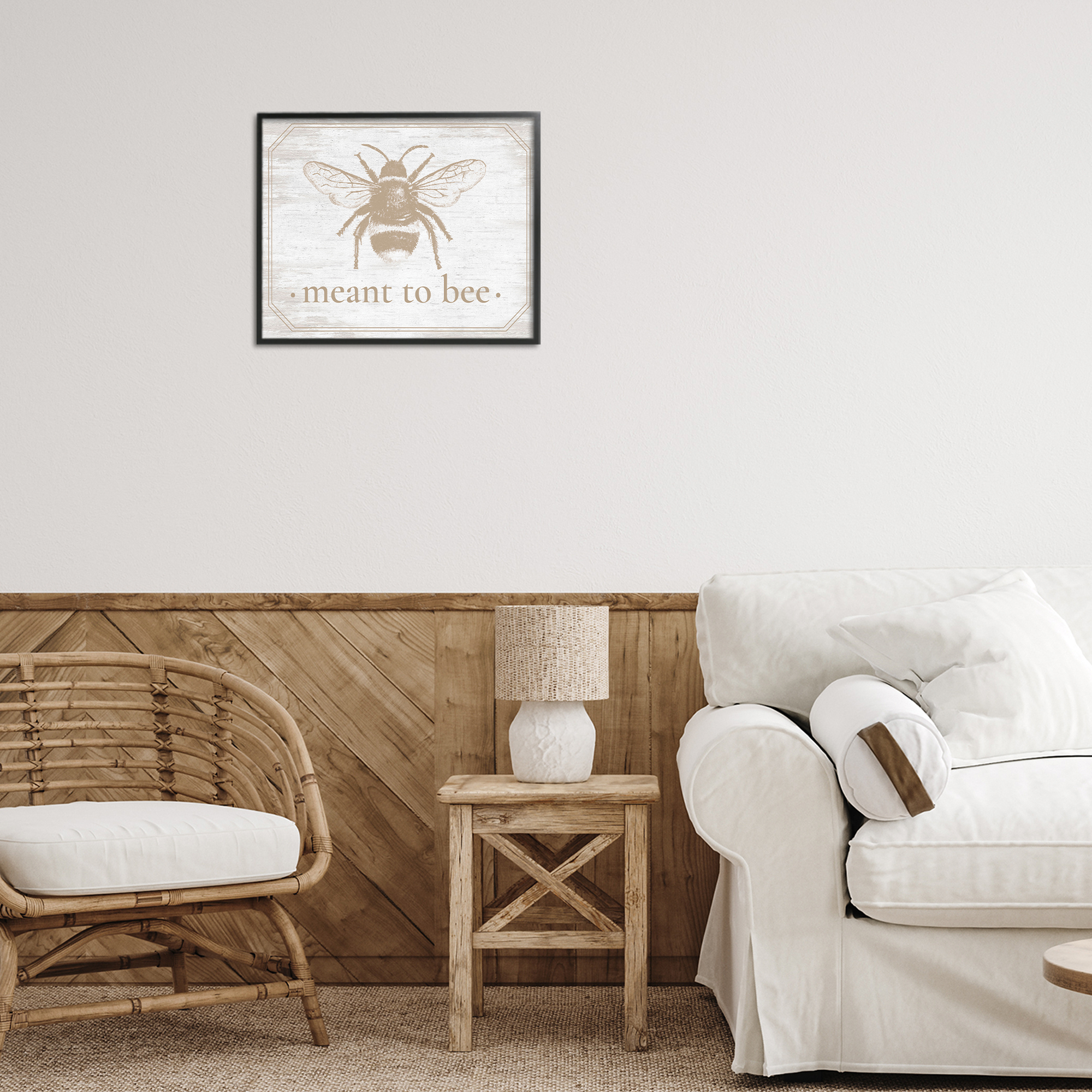 Meant To Bee Rustic Border Black Framed Giclee Art, design by Lettered and Lined