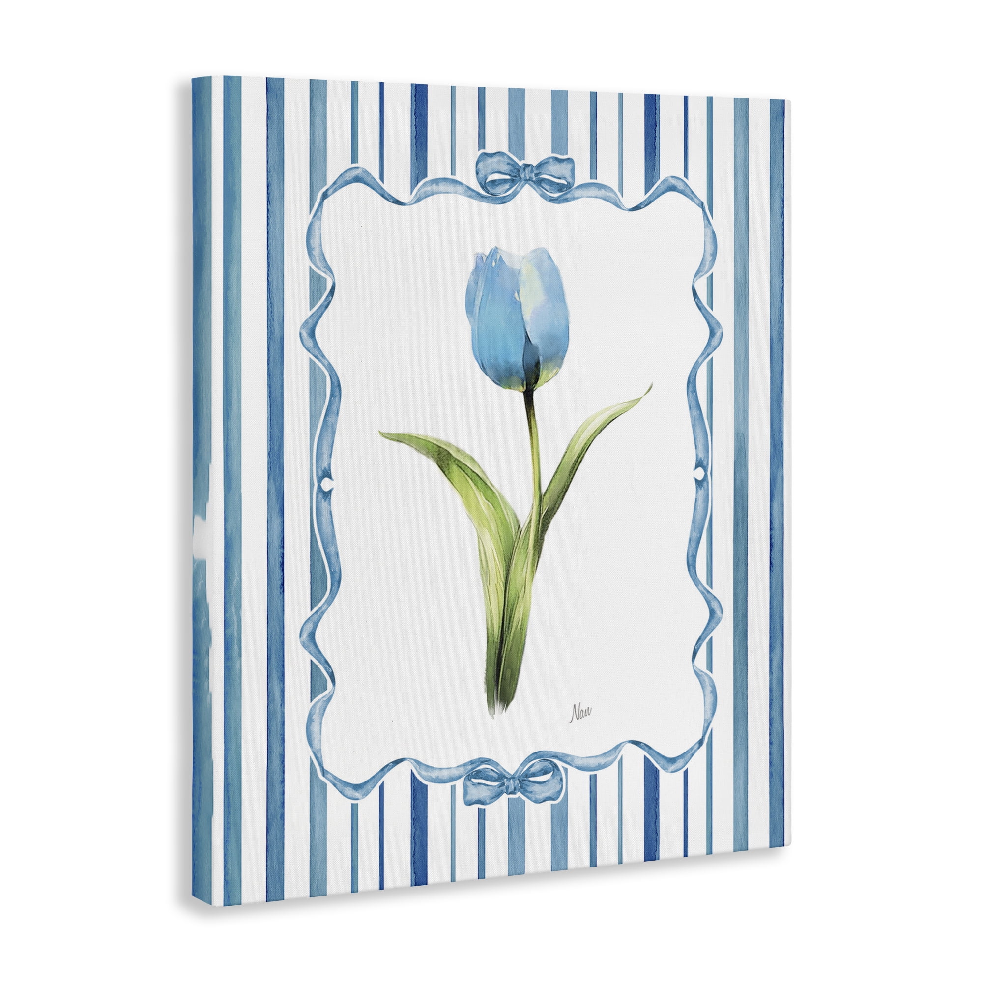 Stupell Industries Single Blue Tulip Stripes Canvas Wall Art, design by Nan