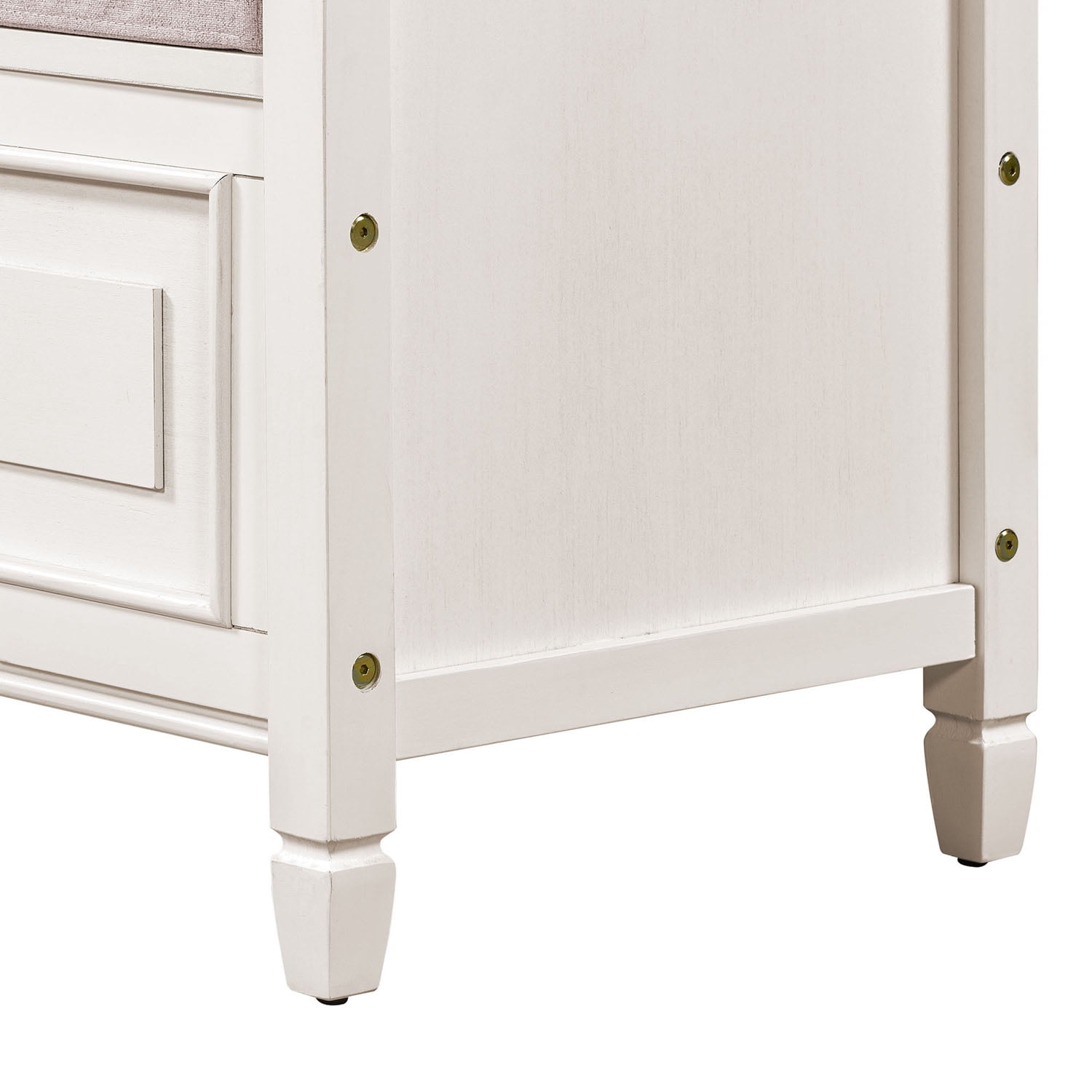 Kadyn 42" Entryway Multifunctional Storage Bench, Pine Storage Bench with Safety Hinge, Rustic Style Solid Wood Entryway Bench for Living Room, White