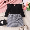 thumbnail image 4 of Toddler Baby Girl Ruffle Long Sleeve Pullover Knitted Shirt Top Tweed Plaid Skirt Set Infant Spring Fall Clothes 2pcs Outfits, 4 of 7