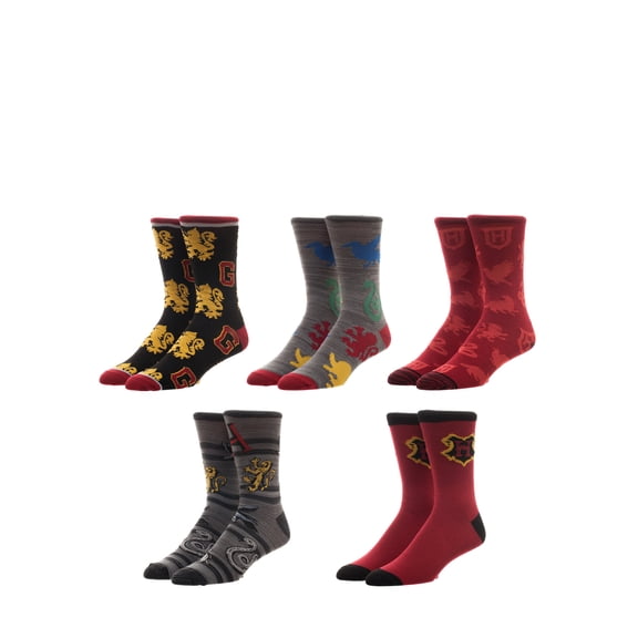 License Men's Hogwarts Crew Socks 5-Pack
