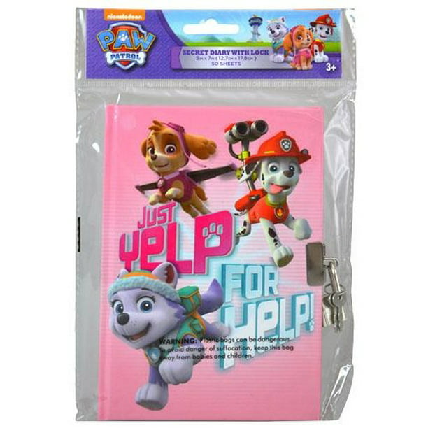 Skuffelse jorden ål Paw Patrol "Girls" Diary 50 Sheets Diary w/lock in Polybag with Header -  Walmart.com