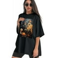 thumbnail image 3 of Plus Size Shirt for Women Black Tops for Women Short Sleeves Shirt for Women Oil Painting T Shirt Crewneck Shirt for Women XL, 3 of 5