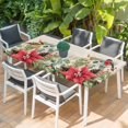 thumbnail image 2 of Christmas Poinsettia Table Cloths for 6 Foot Rectangle Tables, Xmas Birds Berries Eucalyptus Botanical Patio Waterproof Elastic Fitted Tablecloths, Washable Rectangular Table Cover for Camping, 2 of 8