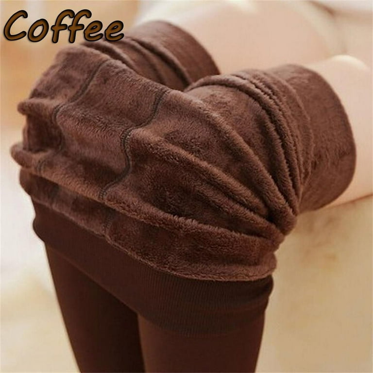 Women Stretch Tight Warm Fleece Lined Slim Leggings Thermal Cotton Pants  Thick Stockings NUDE