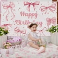 thumbnail image 4 of Pink Bow Happy Birthday Decorations Kit 153 Pcs Balloons Cute Bow Arch Garland Kit 6x4FT Coquette Birthday Party Photography Background for Girls Women Cute Bachelorette Party Baby Shower Decoration, 4 of 5