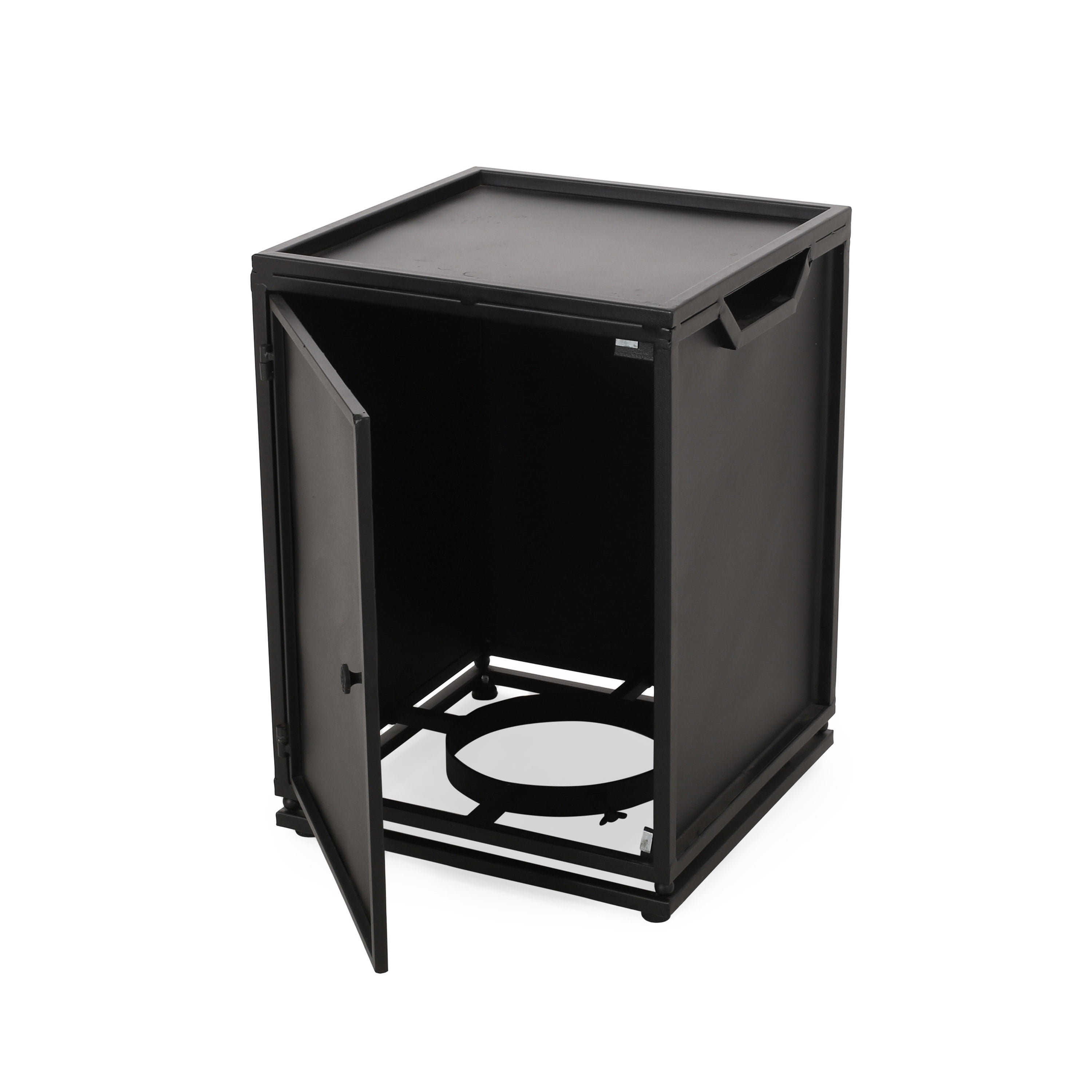 Miller Outdoor Aluminium Chat Set and Grey MGO Fire Table with Tank Holder, Khaki, Silver, Black