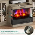 thumbnail image 4 of Dextrus 70" TV Stand with Pull-Out Electric Fireplace, Elegant Walnut LED Entertainment Center for Screens up to 80 Inches, Farmhouse Style TV Cabinet with Storage and Fireplace, 4 of 8