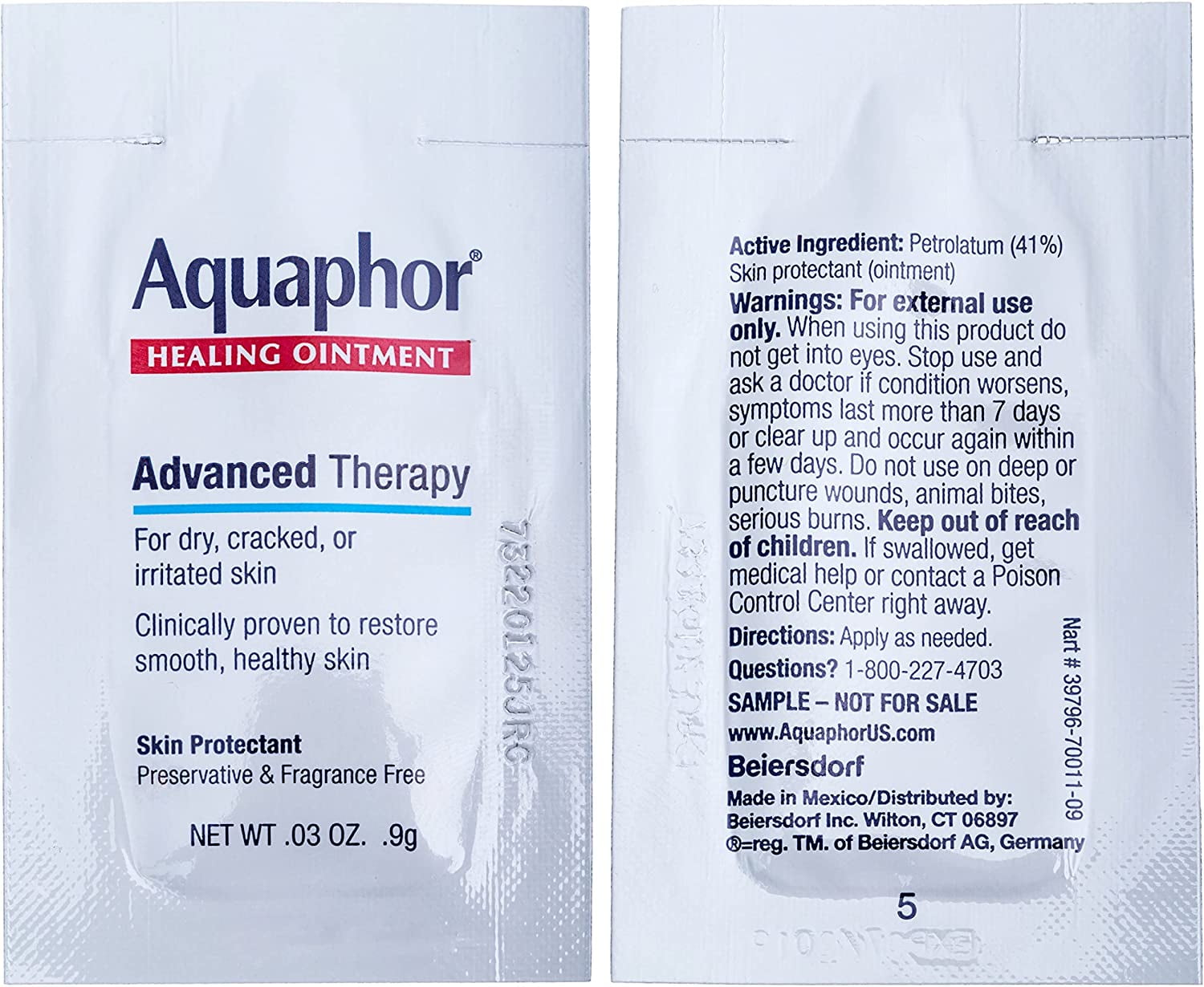 3 Pack - Aquaphor Healing Ointment Foil Packets 9gm Each Packet 144 Per box
