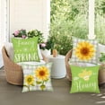 thumbnail image 2 of Spring Sunflower Bee Decorative Throw Pillow Covers 16x16 Inch Set of 4 Outdoor Buffalo Plaid Check Honey Green Pillow Cases Seasonal Decorations Linen Square Pillowcase for Home Sofa Couch, 2 of 6