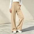 thumbnail image 3 of ClodeEU Women's Elastic High Waist Wide Leg Pants,Solid Color Casual Loose Trousers With Pockets ,Women's Plus XL, 3 of 6