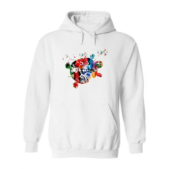 Turtle Design With Hummingbirds Hoodie Women -Image by Shutterstock, Female x-Large