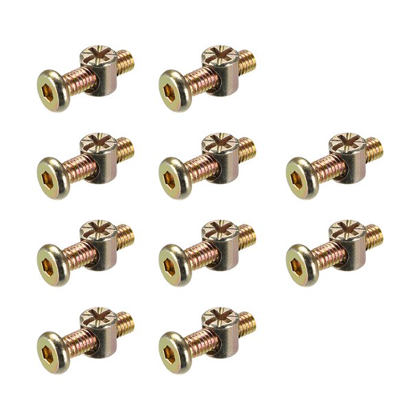 Juego de tuercas y pernos de muebles Uxcell M6 x 0.79'' con tornillos de socket hexagonal y tuercas de barril, galvanizado, 10 juegos