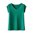 thumbnail image 3 of ZXSXSY Womens V Neck Cap Sleeve Solid Color T-Shirt, 3 of 3