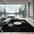 thumbnail image 2 of ODIKA 8'x10' Washable Area Rug Vinyl Record Minimalist Retro Music Disc Concentric Groove Rings for Living Room, Under Sectional, Family , Durable, Non-Slip, 2 of 7