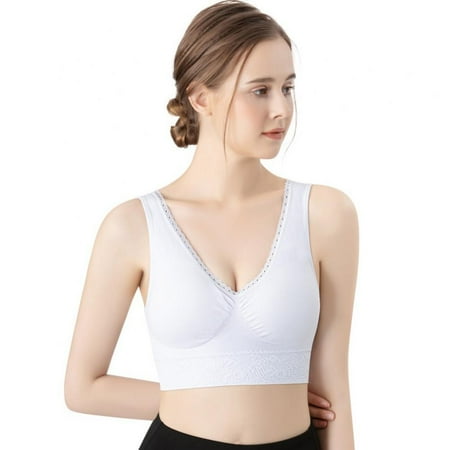 

Women S Casual Sports Sleeping Bra Comfortable Seamless Stretch Lace Trim Wireless