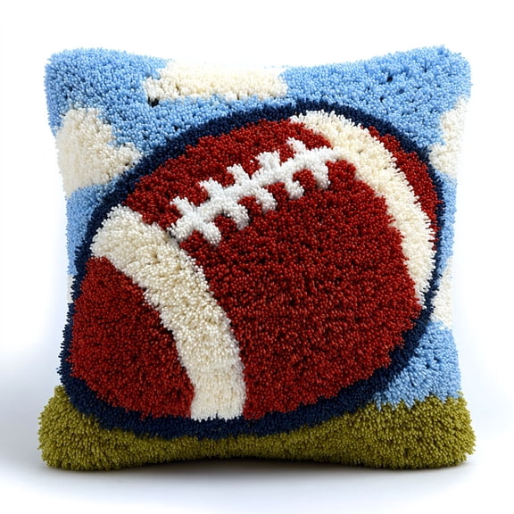 Latch Hook Pillow Kits football Needlework Hook Latch Kit 17x17inch