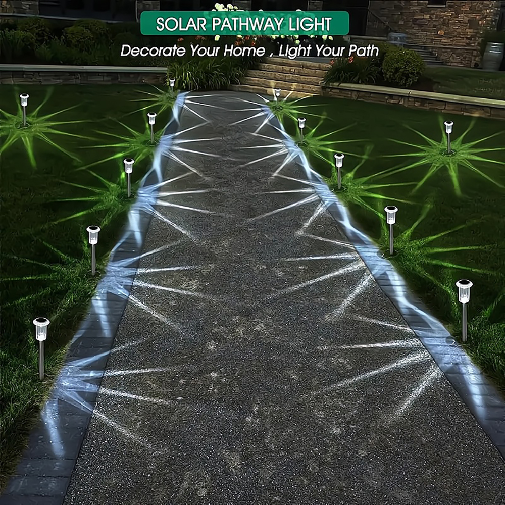 12 pack Solar Pathway Lights Outdoor – Waterproof Warm White LED Landscape Lighting for Yard, Garden, Driveway, Walkway, Patio, Lawn, Path