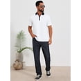 thumbnail image 5 of DARING DIVA Men's Zipper Closure Colorblock Short Sleeve Basic Polo Shirt S White, 5 of 7