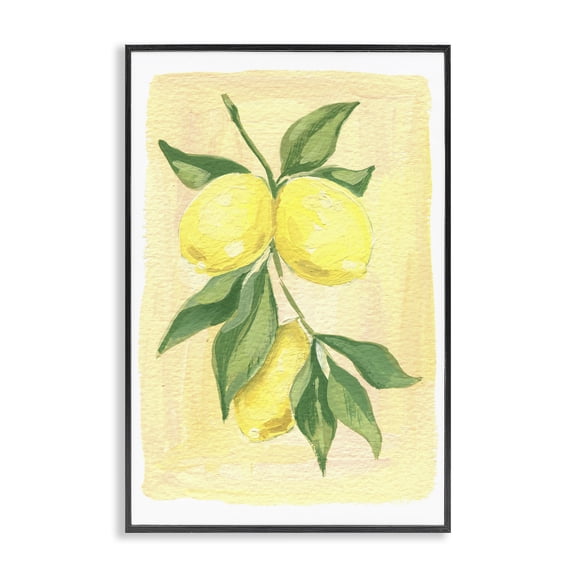 Stupell Industries Cottage Hanging Lemons Country Charm Black Framed Giclee Art, 12 x 18, by Hannah Moren