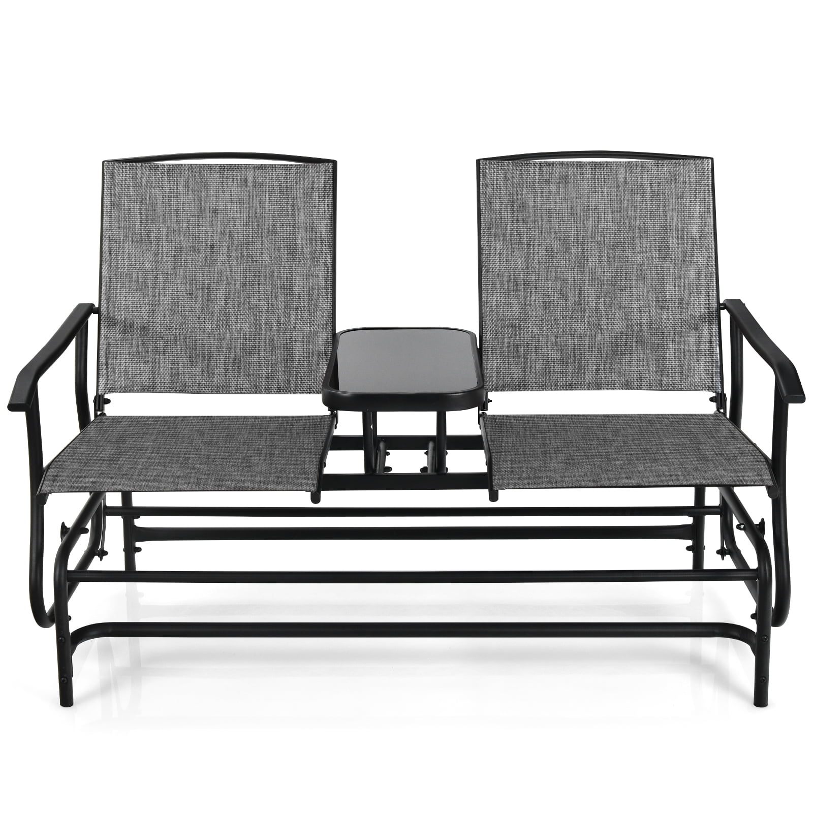 Patiojoy Gray Patio Loveseat Rocking 2 Person Outdoor Double Glider