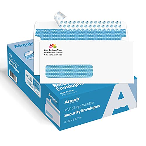 #10 Custom Printed Single Left Window Self Seal Security Envelopes, Text and Logo Customization, Super Strong Self Sealing Closure, Security Tinted, Size 4-1/8 x 9-1/2 Inches, 24 LB, 500 Count (72352)