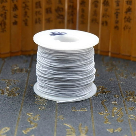 1 Roll Round Elastic Cord Stretchy Thread Stretch String for Clothing Sewing Jewelry Making White 1.2mm 109.36 Yards(100m)/roll for DIY