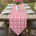 thumbnail image 6 of Vintage Plaid Table Runner Linen Burlap Table Runner 70 Inches Long Pink Modern Checkered Farmhouse Stripes Dresser Scarves for Kitchen Island Coffee Dining Room Party Holiday Decoration 13"x70", 6 of 8
