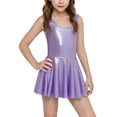 thumbnail image 2 of ZHOGXU Big Kids Girls Dress Sleeveless Round Neck Solid Color Comfortable Stylish Dresses For Party And Daily Wear Purple 180, 2 of 4