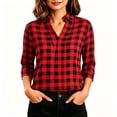 thumbnail image 2 of Warop Women's 3/4 Sleeve Plaid V Neck Blouse Shirt Lightweight Button Down Tops for Office Work Daily Wear, 2 of 7