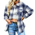 thumbnail image 1 of Abrigo A Cuadros De Manga Larga Solapa Con Botones Abajo Abrigo Informal De Mujer Simple Y Elegante Para La Vida Diaria Compras Vacaciones Citas Azul M, 1 of 6