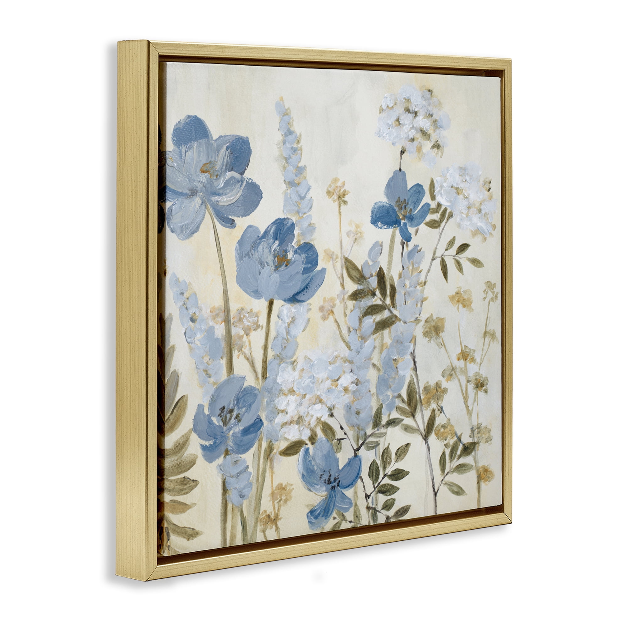 Stupell Industries Peace In The Blue Garden Gold Framed Floater Canvas Wall Art, design by Lanie Loreth