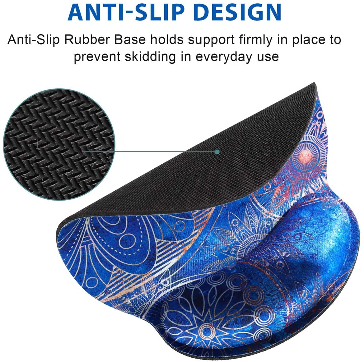 Ergonomic Mouse Pad Wrist Rest Support Mouse Wrist Rest Pad for Laptop Computer Home Office Working Pain Relief ToLuLu Gel Mouse Pads with Non-Slip Rubber Base Memory Foam Mousepad Blue Mandala