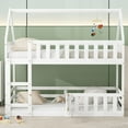thumbnail image 4 of Harper & Bright Designs Twin Over Twin House Bunk Bed with Fence and Door, Solid Wood Playhouse Bed with Roof for Bedroom, White, 4 of 17