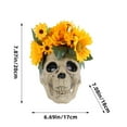 thumbnail image 4 of Twfbrm Halloween Skull Statue, Gothic Style Human Head Skeleton with Sunflowers, Realistic Plastic Head Bone Model Spooky Haunted Houses Prop Halloween Decorations for Wedding Party Table, 4 of 5