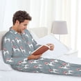thumbnail image 6 of Naloa Cartoon Poodle Dog Men’s Pajamas Set - Long Sleeve Button Down Sleep Shirt and Pajama Bottoms Sleepwear Set-Medium, 6 of 7