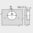 thumbnail image 5 of Blum 2-Pack 155 Degree Clip Top Zero Protrusion Screw-On Self-Closing Hinge, Nickel Plated, 5 of 5