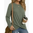 thumbnail image 2 of OALUXE Long Sleeve Shirts for Women Dressy Casual Tunic Tops Crewneck Front Twist Blouses, 2 of 7