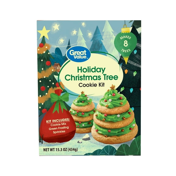 Great Value Holiday Christmas Tree Sugar Cookie Kit, 15.3 oz, Packaged Baking Mix