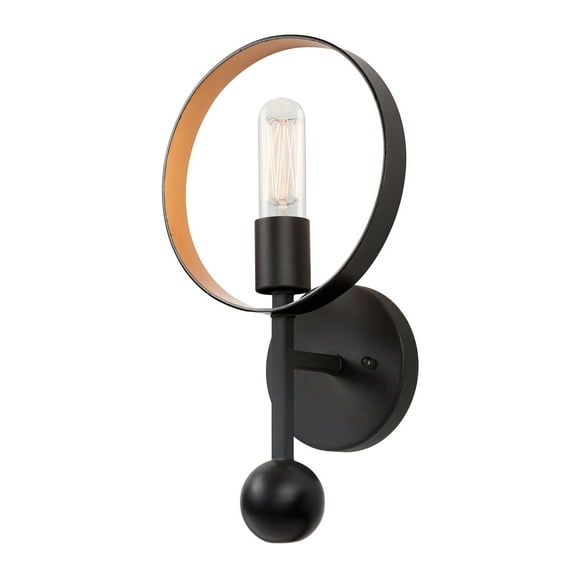 Monocle 1-Light Black and Gold ADA Compliant Wall Sconce - Black and Gold