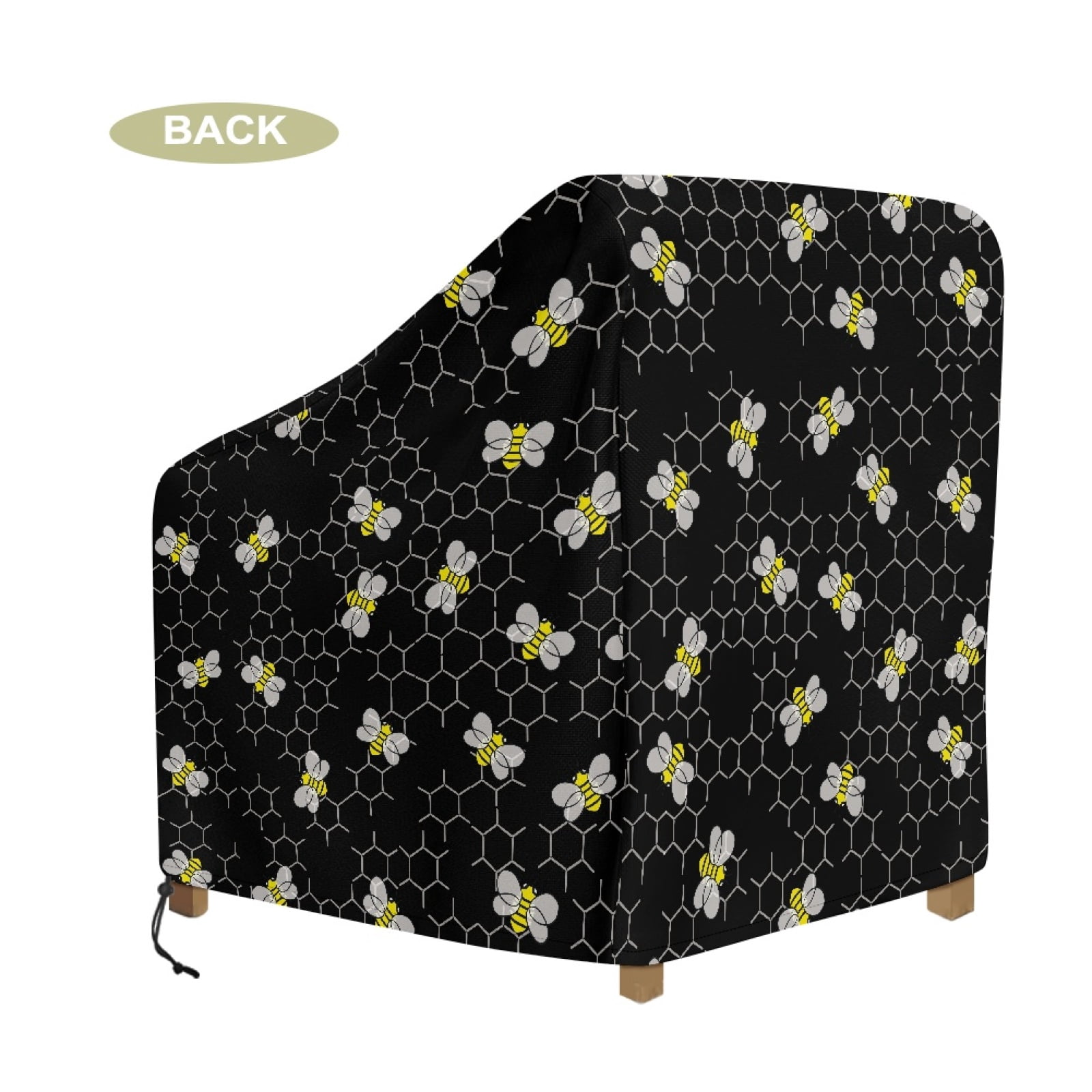 Renewold Outdoor Chair Covers Waterproof Couch Cover Dust Proof Heavy Duty Patio Adirondack Chair Protector with Air Vent Fits up to 29"W x 33"D x 36"H, Bee Honeycomb Black