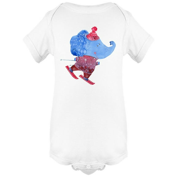 Elephant Skiing Watercolor Bodysuit Infant -Image by Shutterstock, 6 Months